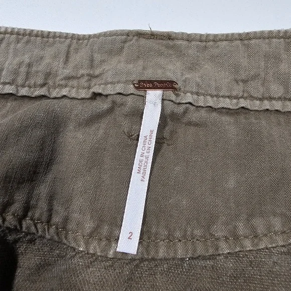 Free People Desert Daze Harem Pants Belted Button Front Olive Women's XS/2 - Picture 5 of 11